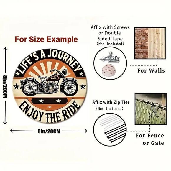 Vintage V-Twin Indian Motorcycle Tin Sign • "Life’s A Journey" "Enjoy The Ride" - Picture 3 of 5